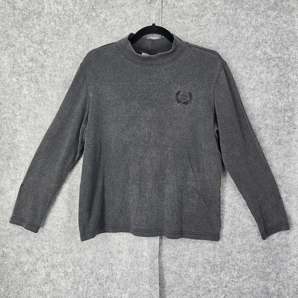 Vintage Blair Sweater Woman‎ Medium Gray Embroidered Logo High Neck Long Sleeve - Picture 1 of 9